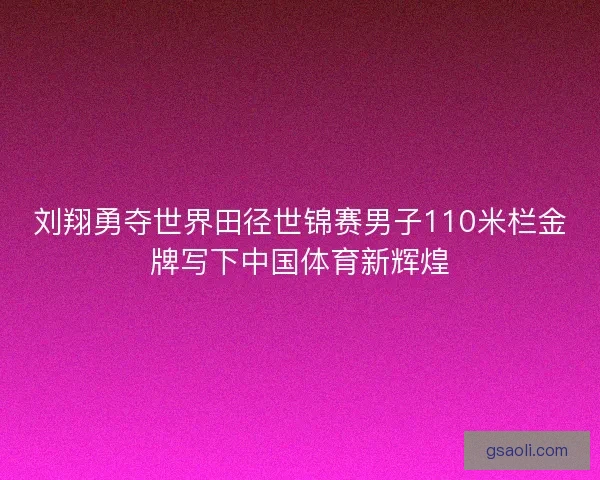 刘翔勇夺世界田径世锦赛男子110米栏金牌写下中国体育新辉煌 刘翔勇夺世界田径世锦赛男子110米栏金牌写下中国体育新辉煌