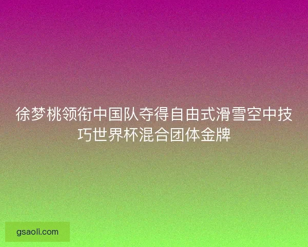 徐梦桃领衔中国队夺得自由式滑雪空中技巧世界杯混合团体金牌 徐梦桃领衔中国队夺得自由式滑雪空中技巧世界杯混合团体金牌