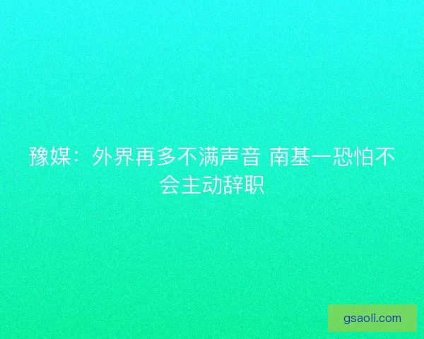 豫媒：外界再多不满声音 南基一恐怕不会主动辞职
